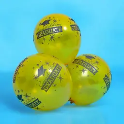 Three Gold Graduation Helium Balloons 0132